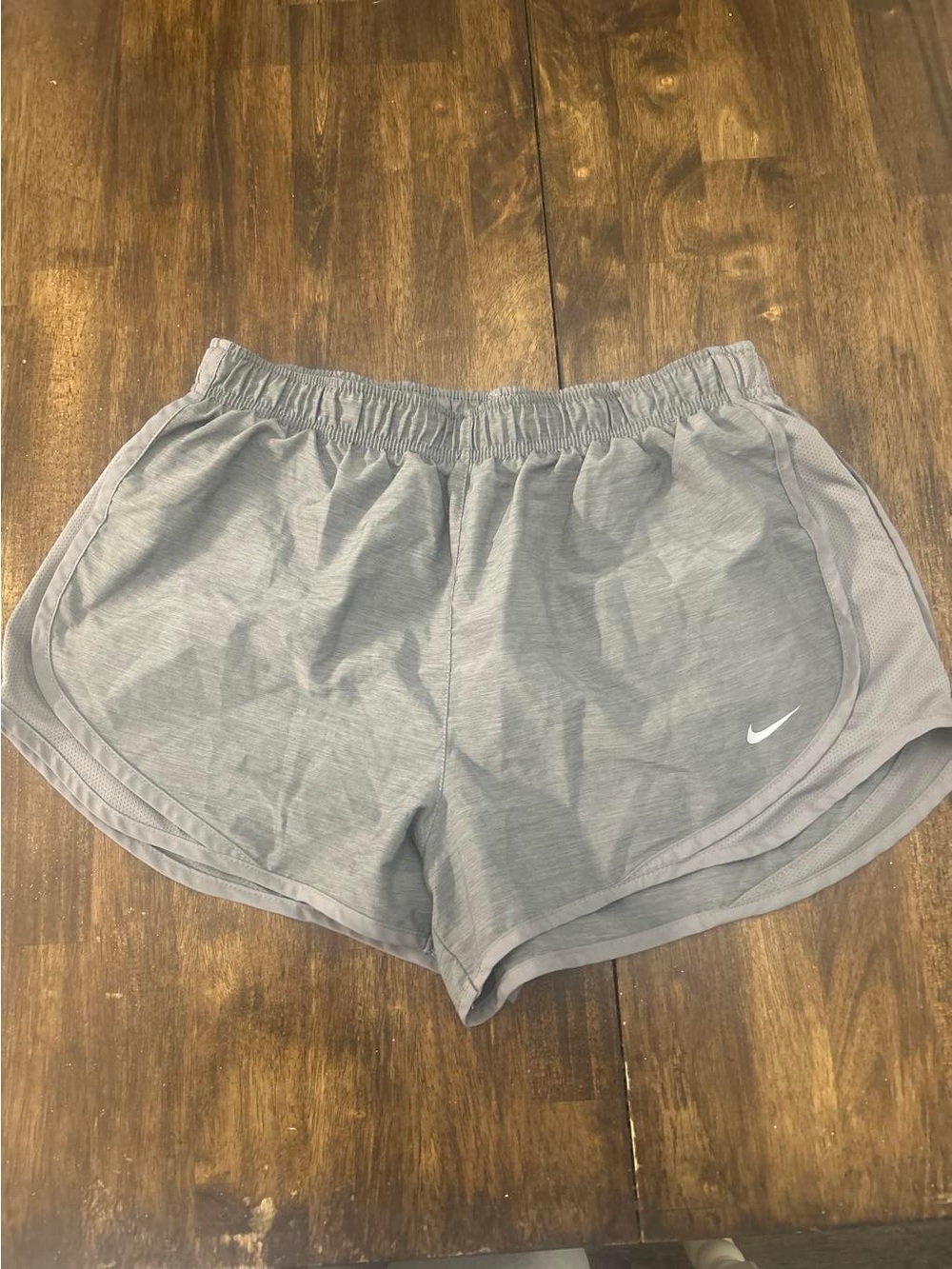 Nike Women’s Light Gray Athletic Shorts with Swoosh